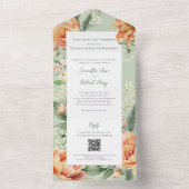 Waterverf Floral Elegant Wedding All In One Uitnodiging (Binnen)