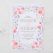 Waterverf Floral Elegant Wedding Invites Kaart (Voorkant / Achterkant)