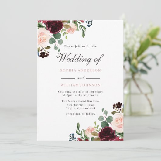 Waterverf Floral Elegant Wedding Kaart (Staand voorkant)