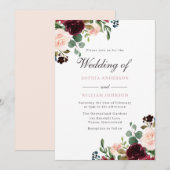 Waterverf Floral Elegant Wedding Kaart (Voorkant / Achterkant)