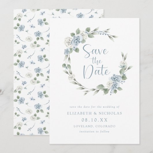 Waterverf Floral Elegant Wedding Save The Date (Voorkant / Achterkant)