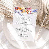 Waterverf Floral Elegant Wildflower Wedding Informatiekaartje