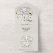 Waterverf Floral Elephant Baby shower All In One Uitnodiging (Binnen)