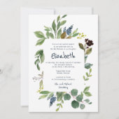 Waterverf Floral en Foliage Bat Mitzvah Kaart (Voorkant)