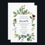 Waterverf Floral en Foliage Bat Mitzvah Kaart<br><div class="desc">Bestaat uit afspeelbaar script en serif typografie; Allemaal tegen een achtergrond van witte achtergrond en waterverf naaldbladeren lijst.

Dit wordt ontworpen door de Uitgezochte Leveringen van de Partij,  exclusief voor Zazzle.

Hier beschikbaar:
http://www.zazzle.com/selectpartysupplies</div>