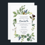 Waterverf Floral en Foliage Bat Mitzvah Kaart<br><div class="desc">Bestaat uit afspeelbaar script en serif typografie; Allemaal tegen een achtergrond van witte achtergrond en waterverf naaldbladeren lijst.

Dit wordt ontworpen door de Uitgezochte Leveringen van de Partij,  exclusief voor Zazzle.

Hier beschikbaar:
http://www.zazzle.com/selectpartysupplies</div>