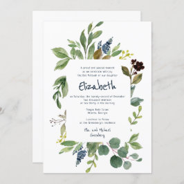 Waterverf Floral en Foliage Bat Mitzvah Kaart