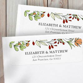 Waterverf Floral en Foliage Wedding Return Etiket