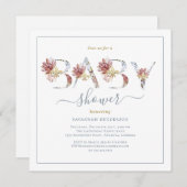 Waterverf Floral en Gold Baby shower Kaart (Voorkant / Achterkant)