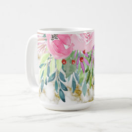 Waterverf Floral en Golden Marble Koffiemok