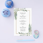 Waterverf Floral en Greens, menu Papier (Enkel)