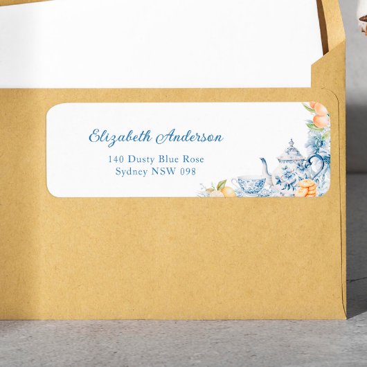 Waterverf Floral en Lemon Theepot Retouradres Etiket