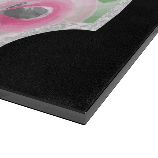 Waterverf Floral en Silver Shabbos Challah Snijplank (Hoek)