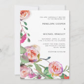 Waterverf Floral en Stippen bruiloft Kaart (Voorkant)