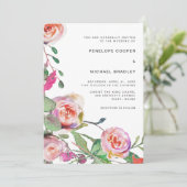 Waterverf Floral en Stippen bruiloft Kaart (Staand voorkant)