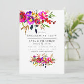 Waterverf Floral Engagement Party Kaart (Staand voorkant)