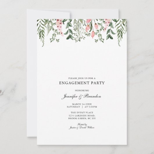 Waterverf Floral Engagement Party Kaart (Voorkant)