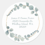 Waterverf Floral Envelope Address Seal Ronde Sticker (Voorkant)