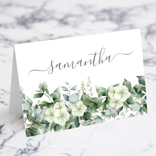 Waterverf Floral Eucalyptus Place Card Kaart