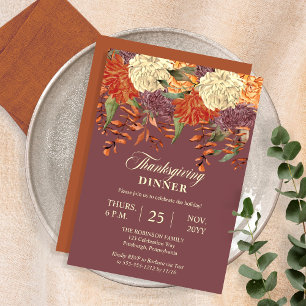 Waterverf Floral   Eucalyptus Thanksgiving Dinner Kaart