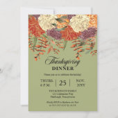 Waterverf Floral | Eucalyptus Thanksgiving Dinner Kaart (Voorkant)