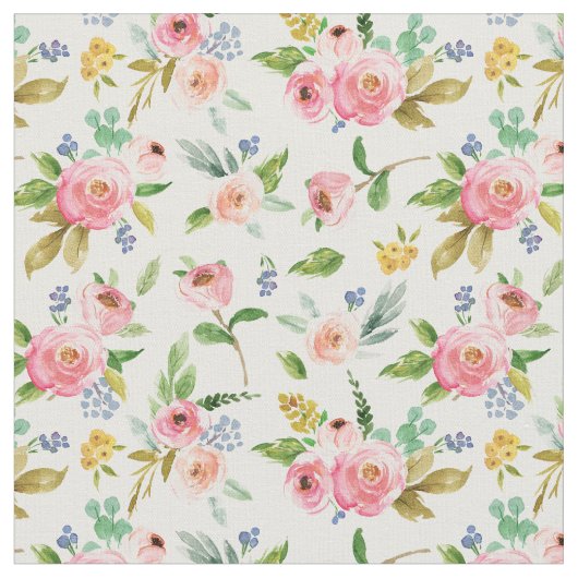 Waterverf Floral Fabric Stof (Close Up)