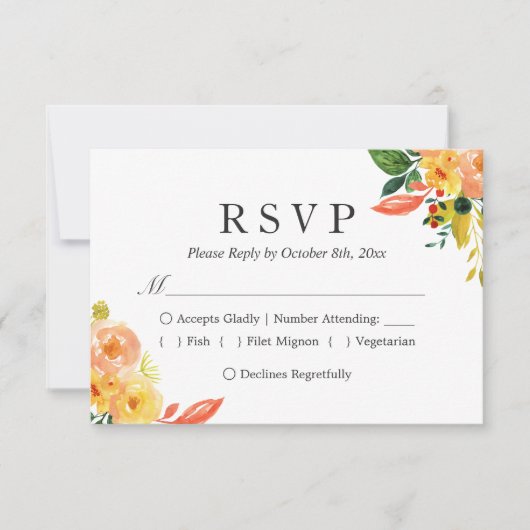 Waterverf Floral Fall Wedding RSVP (Voorkant)