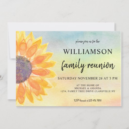 Waterverf Floral Family Reunion Kaart (Voorkant)