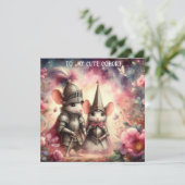 Waterverf Floral Fantasy Romance Mouse Valentijn Feestdagenkaart (Staand voorkant)