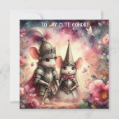 Waterverf Floral Fantasy Romance Mouse Valentijn Feestdagenkaart (Voorkant)