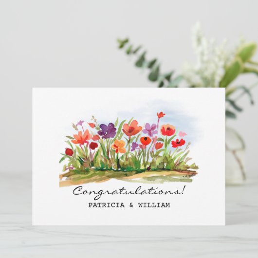 Waterverf Floral feliciteert Kaart (Staand voorkant)