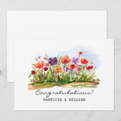 Waterverf Floral feliciteert Kaart (Voorkant / Achterkant)