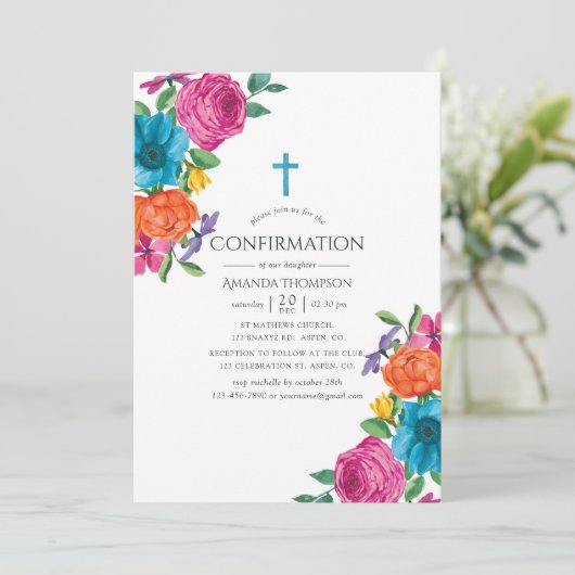 Waterverf Floral Fiesta-bevestiging Kaart (Staand voorkant)