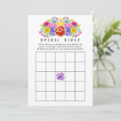 Waterverf Floral Fiesta Bridal Bingo Kaart (Staand voorkant)