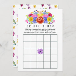 Waterverf Floral Fiesta Bridal Bingo Kaart