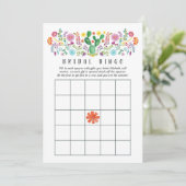 Waterverf Floral Fiesta Bridal Bingo Kaart (Staand voorkant)
