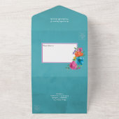 Waterverf Floral Fiesta bruiloft in één keer All In One Uitnodiging (Buitenkant)