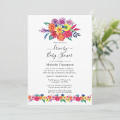 Waterverf Floral Fiesta drive by Shower Kaart (Staand voorkant)