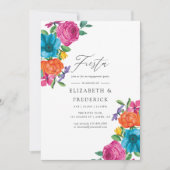 Waterverf Floral Fiesta Engagement Party Kaart (Voorkant)