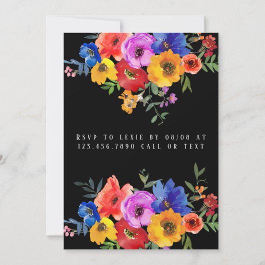 Waterverf Floral Fiesta Engagement Party Kaart (Achterkant)