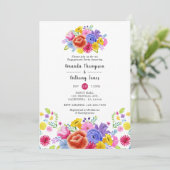 Waterverf Floral Fiesta Engagement Party Kaart (Staand voorkant)