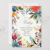 Waterverf Floral Fiesta Huwelijksfoto Template Kaart (Voorkant)