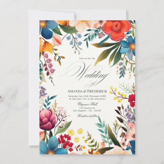 Waterverf Floral Fiesta Huwelijksfoto Template Kaart (Voorkant)