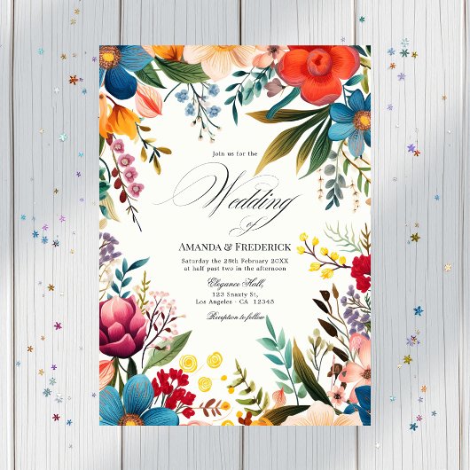 Waterverf Floral Fiesta Huwelijksfoto Template Kaart