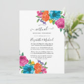 Waterverf Floral Fiesta Online Virtual Wedding Kaart (Staand voorkant)