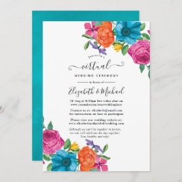 Waterverf Floral Fiesta Online Virtual Wedding Kaart