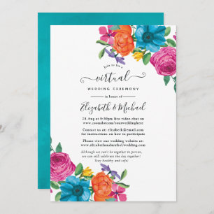 Waterverf Floral Fiesta Online Virtual Wedding Kaart