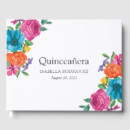 Waterverf Floral Fiesta Quinceañera Gastenboek