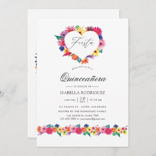 Waterverf Floral Fiesta Quinceañera Kaart