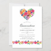 Waterverf Floral Fiesta Quinceañera Magnetische Uitnodiging (Voorkant)